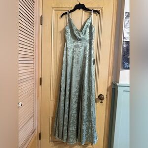 Lulu's Floral Sage Green Satin Dress